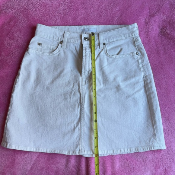 7 For All Mankind White Denim Skirt Pockets - Picture 5 of 7